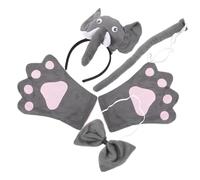 LIFKOME 5Pcs Elephant Costume Set Grey Cosplay Props with Headband Gloves and Animal Ears for Performance Party Role Play