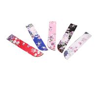 LIFKOME 5pcs Folding Hand Fan Storage Bags Silk Cloth Fan Holder Pouches with Floral Pattern for Gift and Travel Pink Blue Red Black White