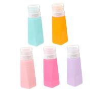 LIFKOME 5pcs Portable Empty Lotion Bottles Refillable Travel Containers for Shampoo Makeup Storage Toiletries Bottles Reusable Square Silicone for Face Body Hands