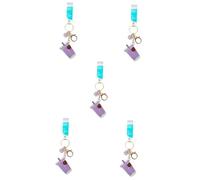 LIFKOME 5pcs Purple Keychain Cute Personalised Squishy Strawberry Tea Milk Tea Bottle Bag Ornament Pendant Decor