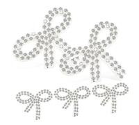LIFKOME 5pcs Rhinestone Bow Appliques Sparkling Decorative Bowknot Patches for Clothes Hats Bags Easy No Sew Attachment Embellishments for DIY Fashion Accessories