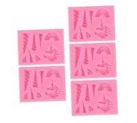 LIFKOME 5pcs Silicone Unicorn Chocolate Cake Mold for Fondant Candy Baking Easy Clean Flexible Silicone Molds for Handmade Decorations and Creative Treats