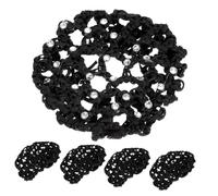LIFKOME 5pcs Women Hair Net with Rhinestone Crystal Bun Covers Breathable Hair Wraps for Ballet Dancers Nurses Waitresses Professional Styling Tools Black