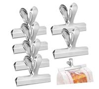 LIFKOME 6 Pcs Heavy Duty Stainless Steel Bulldog Clips Strong Grip Multifunctional Food Bag Clamps for Chips Snacks Pet Food Sealing and Secure Closure