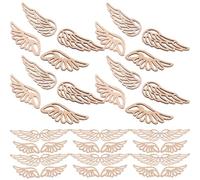 LIFKOME 60pcs Angel Wings Wooden Cutouts Set, Natural Wood Color Rustic Hanging Decorations for Christmas Tree Ornaments, DIY Craft Embellishments for Wedding and Holiday Decor