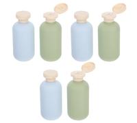 LIFKOME 6PCS 200ml Flip Top Empty Shampoo Bottles Set Refillable Plastic Travel Shampoo and Conditioner Containers Leakproof Green and Blue Squeeze Travel Toiletry Bottles for Shower and