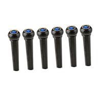 LIFKOME 6Pcs Black Guitar Bridge Pins with Blue Cat Eye Stone Plastic String Fixing Pegs for Acoustic Folk Guitar Replacement Easy to Install for Beginners and Professionals
