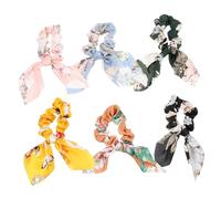 LIFKOME 6Pcs Bunny Ears Elastic Hair Scrunchies Soft Tie Bands for Women Comfortable Moderate Hold Hair Accessories for Ponytails Buns Half-up Styles Mixed Colors