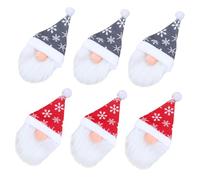 LIFKOME 6Pcs Christmas Gnome Wine Bottle Covers Set Sturdy Red and Grey Decorative Sparkling Wine Bottle Toppers Festive Party Covers for Holiday Table Decor