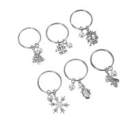 LIFKOME 6pcs Christmas Keychain Metal Snowflake Snowman Tree Pearl Pendant Holiday Charms for Bag Car Keyrings Festive Decor gift for for for for for for Box