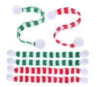 LIFKOME 6Pcs Christmas Miniature Knitted Scarves for Wine Bottles and Doll Decorations Festive Ornaments for Dining Room and Tree Red White and Green Striped Seasonal Accents