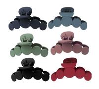 LIFKOME 6pcs Hair Claw Clips Lightweight Plastic Ponytail Holders for Women and Non-slip Strong Grip Hair Accessories in Green Black Navy Burgundy Dark Grey Pink