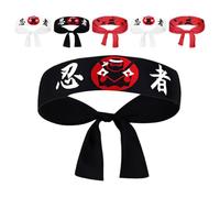 LIFKOME 6pcs Japanese Karate Headbands with Ninja Print for Men, Chef Head Straps for Cooking and Martial Arts, Decorative Cotton Headwraps for Sports and Party Use