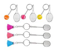 LIFKOME 6pcs Mini Tennis Racket and Keychain Realistic Sports Accessories for Tennis Creative Keyrings for Party Favors and Colors