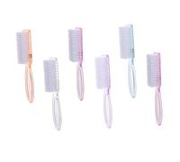 LIFKOME 6pcs Nail Cleaning Brush Set Long Handle Nail Dust Brushes Strong Bristles for Manicure and Pedicure Assorted Colors and Personal Use