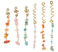 LIFKOME 6Pcs Natural Stone Pendant Hair Jewelry Set Braiding Hair Accessories Dreadlock Beads 3 Color Sets for Braids Dreadlocks in Green Light Pink Orange
