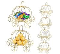 LIFKOME 6pcs Pumpkin Carriage Favor Boxes Durable Metal Candy Boxes for Weddings Parties Creative Treat Containers for Halloween Event Decorations
