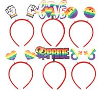 LIFKOME 6pcs Rainbow Heart Headbands for Pride Month Colorful Decorative Hair Bands for Women Flexible Photo Headbands for Parties Lgbtq Celebration Accessories