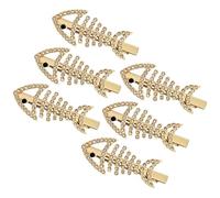 LIFKOME 6pcs Rhinestone Fish Bone Hair Clips Barrette Set Creative Sparkle Hairpins for Side Bangs and Hair Decor for Women