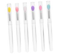 LIFKOME 6Pcs Silicone Lip Brush with Multi Colored Heads Portable Small Lipstick Applicator Wands for Lip Gloss Concealer and Eyeshadow Application Womens Makeup Tools