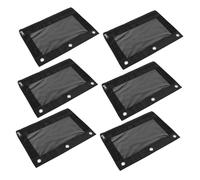 LIFKOME 6Pcs Transparent Oxford Cloth Pencil Bags Ring Buttonholes Large Capacity Zippered Stationery Pouches for Office School Document Storage