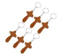 LIFKOME 6pcs Wooden Cross Keychains Decorative Keychain Premium for Bags Luggage and Keys Unique Religious for Men and Women