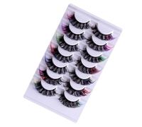 LIFKOME 7 Pairs Colored Fake Eyelashes Curl Lash Strip for Women Dense Curled Cosmetic Lashes for Parties Weddings Performances Easy to Wear for Makeup Artists