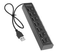 LIFKOME 7-port USB Hub with 7 Blue LED Indicators High-speed Data Transfer USB Adapter Lightweight Abs Material for Laptop Use at Home and Travel