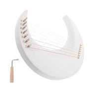 LIFKOME 7-string Moon Shaped Lyre Harp Wooden String Instrument with Tuning Wrench, Beginner Music Learning Harp for Boys and Girls and Practice, Portable Crescent Lyre for Performance