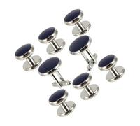 LIFKOME 8pcs Men S Suit Cufflinks and Tuxedo Studs Set for French Cuff Shirts Round Enamel Design Shirt Accessories for Weddings Banquets Business Stylish Blue Sleeve Cufflink Box