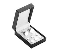 LIFKOME 8pcs Men's Tuxedo Studs and Round Cufflinks Set for French Cuff Shirts Construction Elegant Formal Business Accessories for Weddings and Evening Events