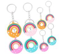 LIFKOME 8Pcs Rainbow Doughnut Keychain PVC Soft Gel Double Sided Hanging Charm for Bags Adorable Donut Design Pendant Sky Blue Pink Rose Red Orange