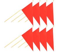 LIFKOME 8pcs Red Triangle Marking Flags with Bamboo Stakes, Lawn and Garden Markers for Construction, Irrigation, and Yard Safety, Small Sturdy Flags for Site and Landscape Use