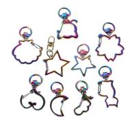 LIFKOME 9Pcs Colorful Swivel Metal Snap Hook Rings with Creative Cartoon Shapes Including Star Heart Moon Shell for DIY Keychains Bag Accessories and Jewelry Making Crafts