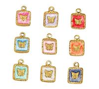 LIFKOME 9pcs Enamel Butterfly Charm Pendants Jewelry Metal Animal Charms DIY Animal Butterfly for Pendants Enamel Colorful Necklace DIY