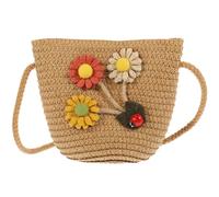 LIFKOME Adorable Straw Crossbody Bag for Boy Girl Lovely Design Pouch Portable Single-shoulder Storage Bag for Daily Use Shopping and Parties