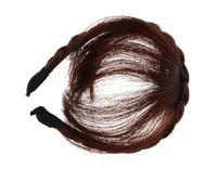 LIFKOME Air Bangs Wig Fringe Headband Extensions Synthetic Hair Bangs Hair Fringe Headband Front Braided Wigs High Temperature Wire Light Brown