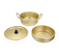 LIFKOME Aluminum Alloy Small Noodle Pot with Steamer Multi-function Household Kitchen Steam Pot Compatible with Gas and Electric Stoves Healthy Cookware for Soup and Vegetable Cooking