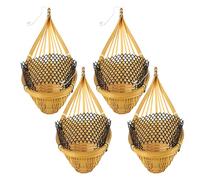LIFKOME Bamboo Woven Hanging Orchid Basket Wall Planter 4pcs