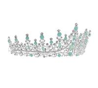 LIFKOME Baroque Rhinestone Crown Headband for Bride Wedding, Elegant Green Crystal Hair Accessory with Dazzling Sparkling Effect, Metal Bridal Tiara Headpiece for Occasions