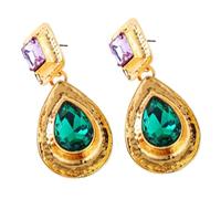LIFKOME Baroque Waterdrop Earrings with Inlaid Zircon Antique Style Golden Teardrop Earbobs for Women Elegant Vintage Jewelry for Daily Wear