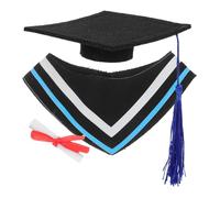 LIFKOME Bear Doll Graduation Dress Up Set Soft Polyester Collar Hat Certificate Kit for Bachelor Master Doctoral Academic Celebration Role Play Accessory