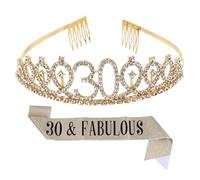 LIFKOME Birthday Crown and Ritual Belt for Celebration Shoulder Strap Sash Party Decoration Womens Birthday Tiara Accessory for Unforgettable Festivities