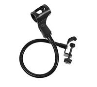 LIFKOME Black Adjustable Gooseneck Microphone Stand Floor Clip-on Bracket, Wide Compatibility Mic Holder for Home Use and Recording, Iron with Spray Paint Finish