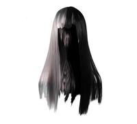 LIFKOME Black and Grey Gradient Wig Long Straight Synthetic Hair High Temperature Fiber Two Color Stitching Design for Cosplay Dress and Stage Performance