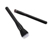 LIFKOME Black Stippling Blush Brush Set 2pcs, Flat Head Man-made Fiber Makeup Brushes with Painted Wooden Handles, Large and Small for Face Blusher Application in Daily Makeup