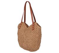 LIFKOME Boho Hand-woven Shoulder Bag Natural Paper Rope Hollowed Out Design Large Capacity Beach Tote for Women Summer Vacation Daily Use Stylish Woven Tote