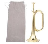 LIFKOME Brass Bugle Trumpet with Carry Bag, Beginner Bugle for Military Orchestra and School Band, Golden Wind Instrument for Marching and Band Performance