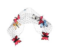 LIFKOME Butterflies Veil Bridal Hair Decor Navy Blue Wedding Accessory for Bride