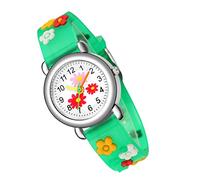 LIFKOME Cartoon Flower Watch for Boy Girl Cute Relief Design Comfortable Strap for Daily Wear and Concept Development Green